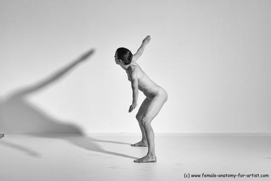 Nude Yoga poses Woman White Moving poses Slim long brown Dynamic poses Pinup