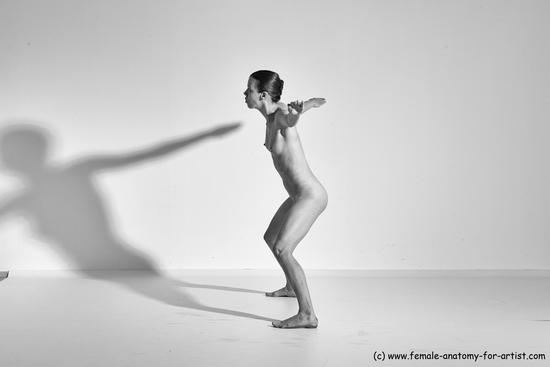 Nude Yoga poses Woman White Moving poses Slim long brown Dynamic poses Pinup