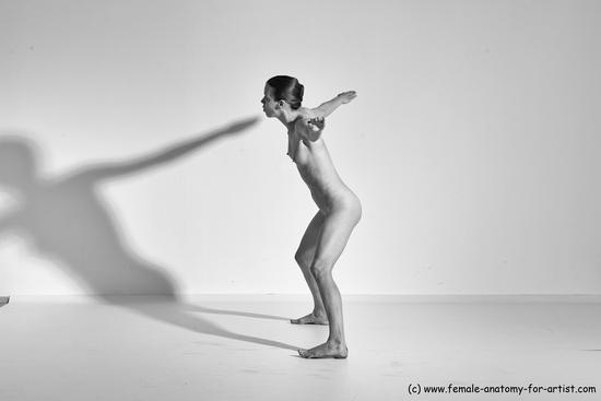 Nude Yoga poses Woman White Moving poses Slim long brown Dynamic poses Pinup