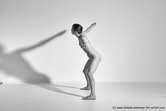 Nude Yoga poses Woman White Moving poses Slim long brown Dynamic poses Pinup