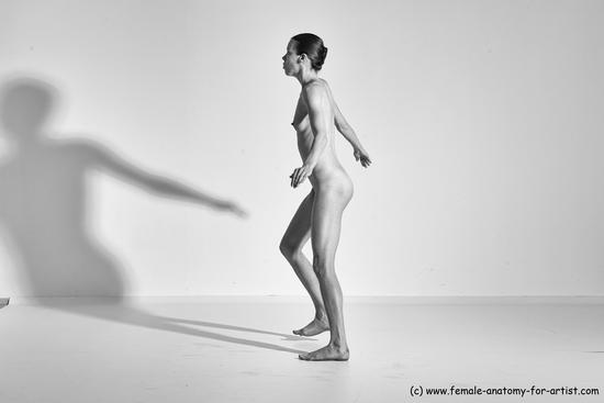 Nude Yoga poses Woman White Moving poses Slim long brown Dynamic poses Pinup