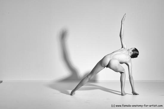 Nude Yoga poses Woman White Moving poses Slim long brown Dynamic poses Pinup