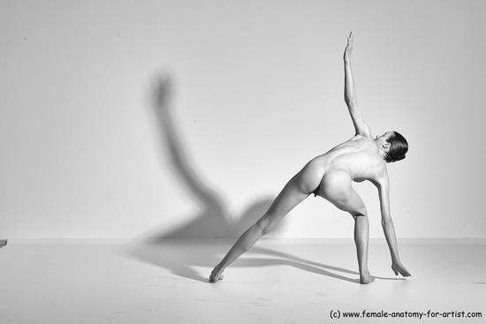 Nude Yoga poses Woman White Moving poses Slim long brown Dynamic poses Pinup