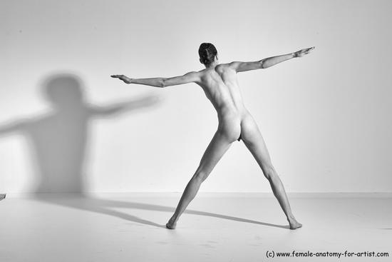 Nude Yoga poses Woman White Moving poses Slim long brown Dynamic poses Pinup