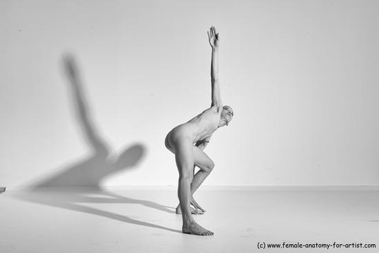 Nude Yoga poses Woman White Moving poses Slim long brown Dynamic poses Pinup