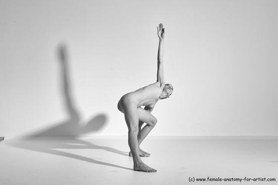 Nude Yoga poses Woman White Moving poses Slim long brown Dynamic poses Pinup