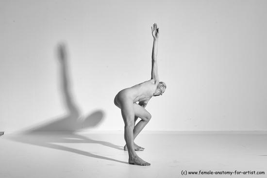 Nude Yoga poses Woman White Moving poses Slim long brown Dynamic poses Pinup