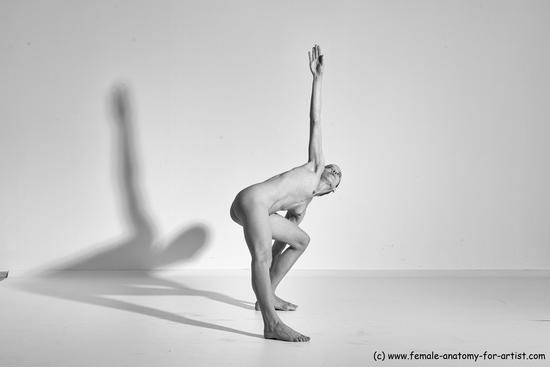 Nude Yoga poses Woman White Moving poses Slim long brown Dynamic poses Pinup