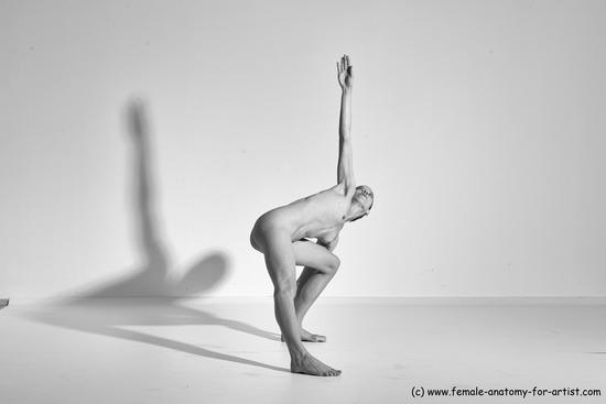 Nude Yoga poses Woman White Moving poses Slim long brown Dynamic poses Pinup