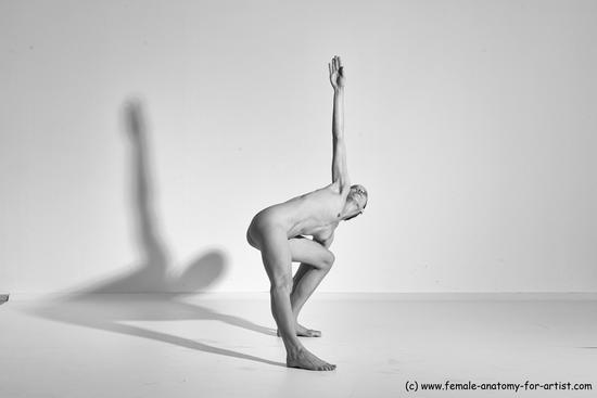 Nude Yoga poses Woman White Moving poses Slim long brown Dynamic poses Pinup