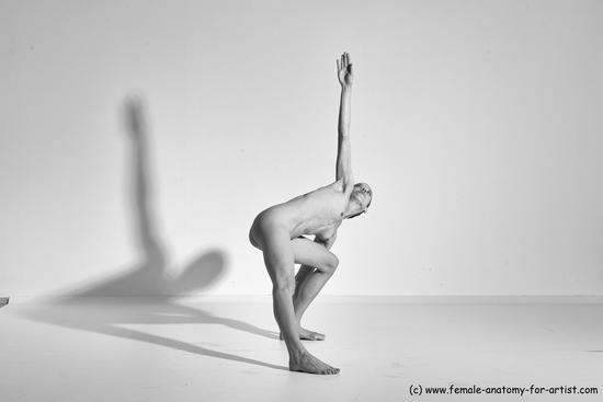 Nude Yoga poses Woman White Moving poses Slim long brown Dynamic poses Pinup