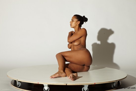 Nude Woman Multiracial Sitting poses - ALL Slim long black Sitting poses - simple Pinup