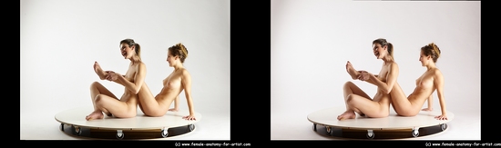 Nude Woman - Woman White Sitting poses - ALL Slim long blond Sitting poses - simple 3D Stereoscopic poses Pinup