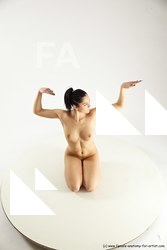 Nude Woman White Sitting poses - ALL Slim long black Sitting poses - on knees Multi angle poses Pinup