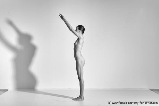 Nude Yoga poses Woman White Moving poses Slim long brown Dynamic poses Pinup