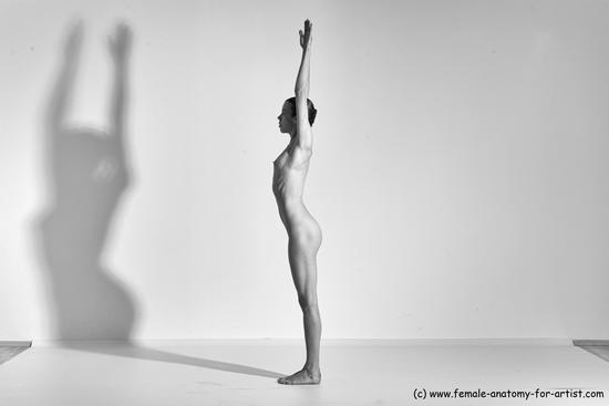 Nude Yoga poses Woman White Moving poses Slim long brown Dynamic poses Pinup