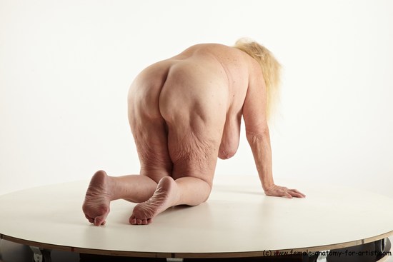 and more Nude Woman White Kneeling poses - ALL Overweight Kneeling poses - on both knees long blond Pinup