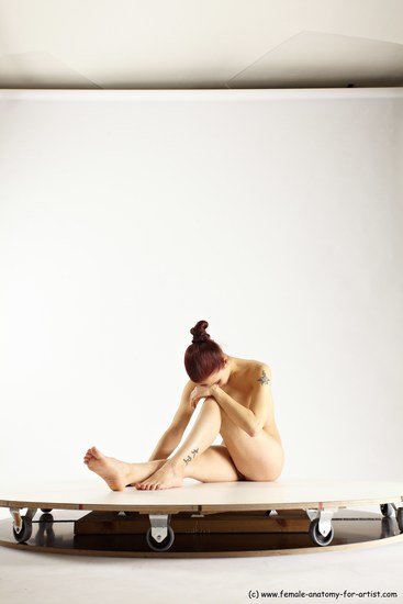 Nude Woman White Sitting poses - ALL Slim long colored Sitting poses - simple Multi angle poses Pinup