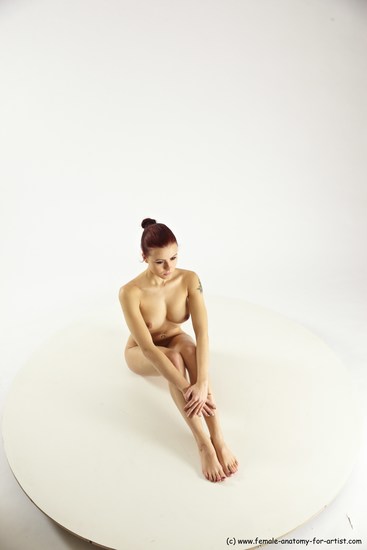 Nude Woman White Sitting poses - ALL Slim long colored Sitting poses - simple Multi angle poses Pinup