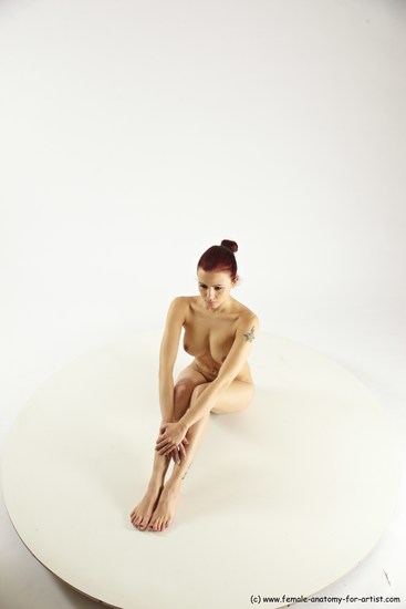 Nude Woman White Sitting poses - ALL Slim long colored Sitting poses - simple Multi angle poses Pinup