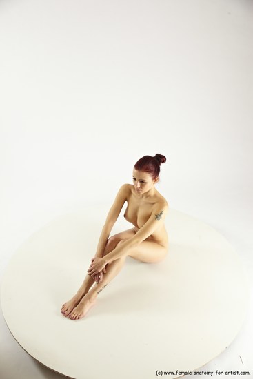 Nude Woman White Sitting poses - ALL Slim long colored Sitting poses - simple Multi angle poses Pinup