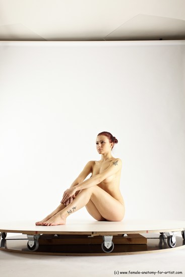 Nude Woman White Sitting poses - ALL Slim long colored Sitting poses - simple Multi angle poses Pinup