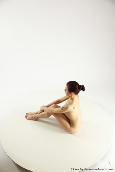 Nude Woman White Sitting poses - ALL Slim long colored Sitting poses - simple Multi angle poses Pinup