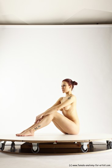 Nude Woman White Sitting poses - ALL Slim long colored Sitting poses - simple Multi angle poses Pinup