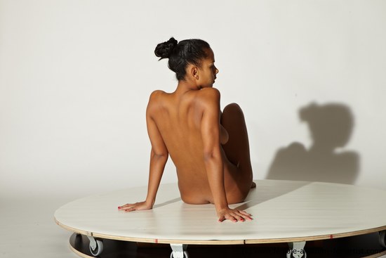 Nude Woman Multiracial Sitting poses - ALL Slim long black Sitting poses - simple Pinup