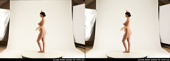 Nude Woman White Standing poses - ALL Pregnant long brown Standing poses - simple 3D Stereoscopic poses Pinup