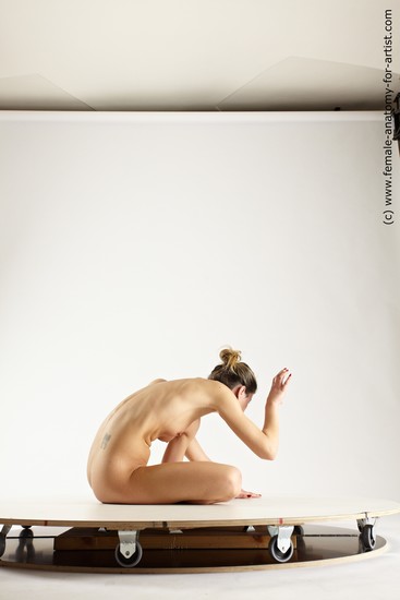 Nude Woman White Slim long blond Multi angle poses Pinup