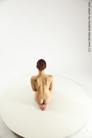 Nude Woman White Kneeling poses - ALL Slim Kneeling poses - on both knees long colored Multi angle poses Pinup