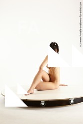 Nude Woman White Sitting poses - ALL Slim long black Sitting poses - simple Multi angle poses Pinup