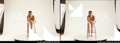 Nude Fighting with sword Woman Asian Sitting poses - ALL Average long black Sitting poses - simple 3D Stereoscopic poses Pinup