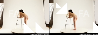 Nude Fighting with sword Woman Asian Sitting poses - ALL Average long black Sitting poses - simple 3D Stereoscopic poses Pinup