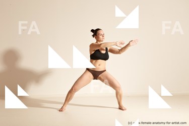 Underwear Martial art Woman White Moving poses Average long colored Dynamic poses Academic