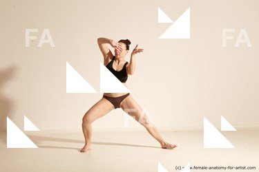 Underwear Martial art Woman White Moving poses Average long colored Dynamic poses Academic