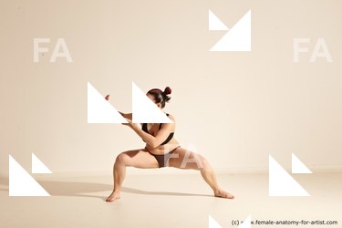 Underwear Martial art Woman White Moving poses Average long colored Dynamic poses Academic