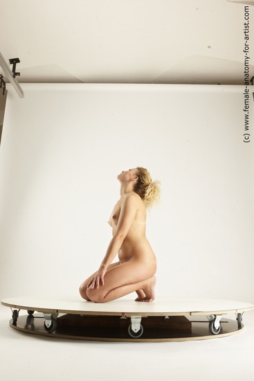 Nude Woman White Kneeling poses - ALL Slim long blond Multi angle poses Pinup