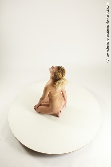 Nude Woman White Kneeling poses - ALL Slim long blond Multi angle poses Pinup