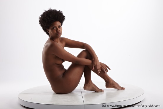 Nude Woman Black Sitting poses - ALL Slim medium black Sitting poses - simple Pinup