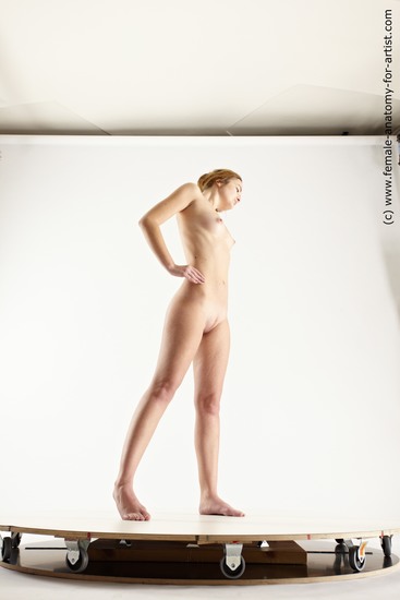 Nude Woman White Standing poses - ALL Slim long brown Standing poses - simple Multi angle poses Pinup