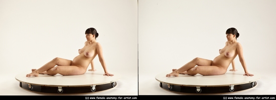 Nude Woman White Sitting poses - ALL Pregnant long brown Sitting poses - simple 3D Stereoscopic poses Pinup