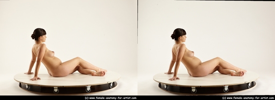 Nude Woman White Sitting poses - ALL Pregnant long brown Sitting poses - simple 3D Stereoscopic poses Pinup