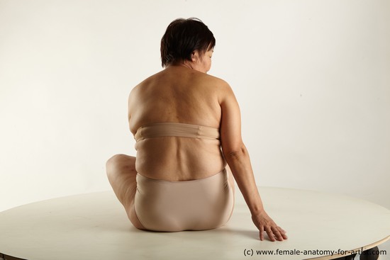 Underwear Woman Asian Sitting poses - ALL Overweight short black Sitting poses - simple Academic