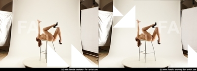 Nude Woman White Standing poses - ALL Slim long brown Standing poses - simple 3D Stereoscopic poses Pinup