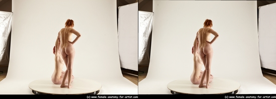 Nude Woman - Woman White Slim long red 3D Stereoscopic poses Pinup