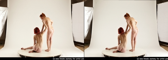 Nude Woman - Woman White Slim long red 3D Stereoscopic poses Pinup