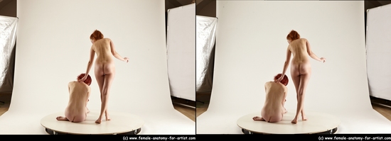 Nude Woman - Woman White Slim long red 3D Stereoscopic poses Pinup