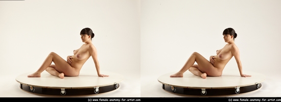 Nude Woman White Sitting poses - ALL Pregnant long brown Sitting poses - simple 3D Stereoscopic poses Pinup